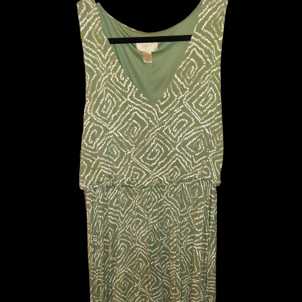 Loft Outlet Sleeves Green Dress Women's Size Petite L
